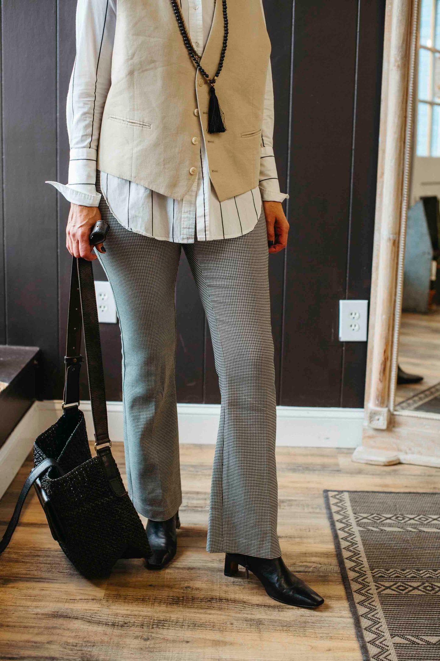 Pre-loved Black & White Houndstooth Trouser - Size M