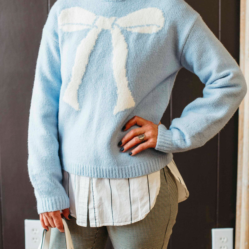 Pre-loved Powder Blue Bow Sweater - Size M