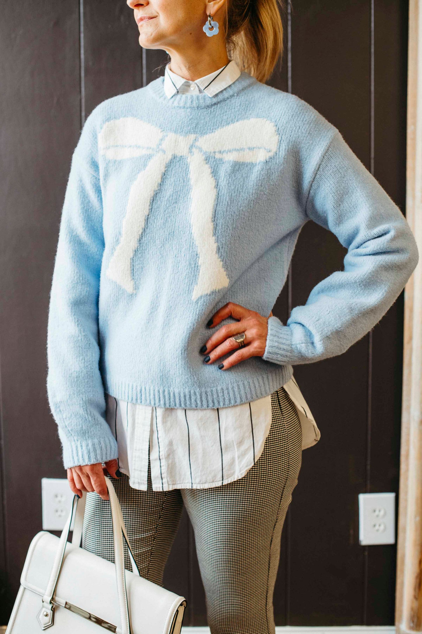 Pre-loved Powder Blue Bow Sweater - Size M