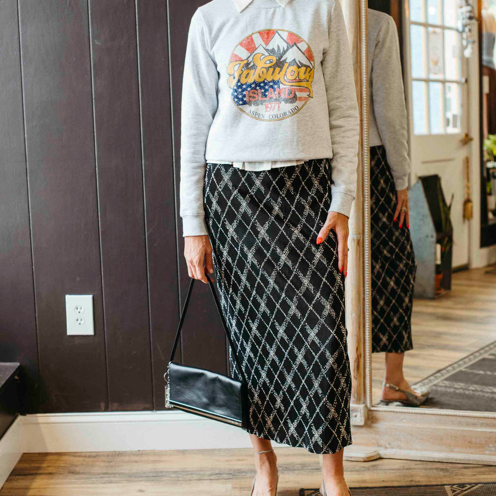 Pre-loved Crinkled Check Midi Skirt - Size S