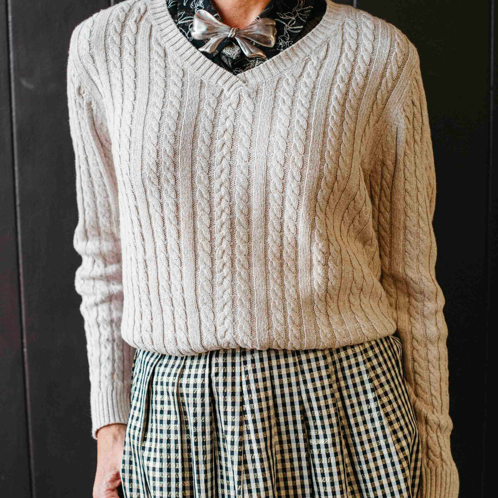 Pre-loved V-neck Cream Sweater - Size S