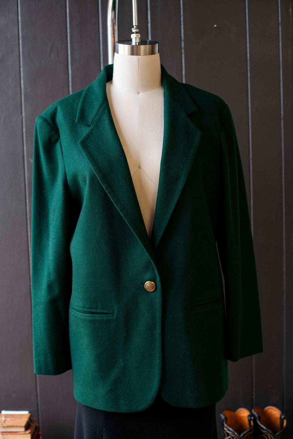 Vintage Jewel Green Single Button Blazer - Size L