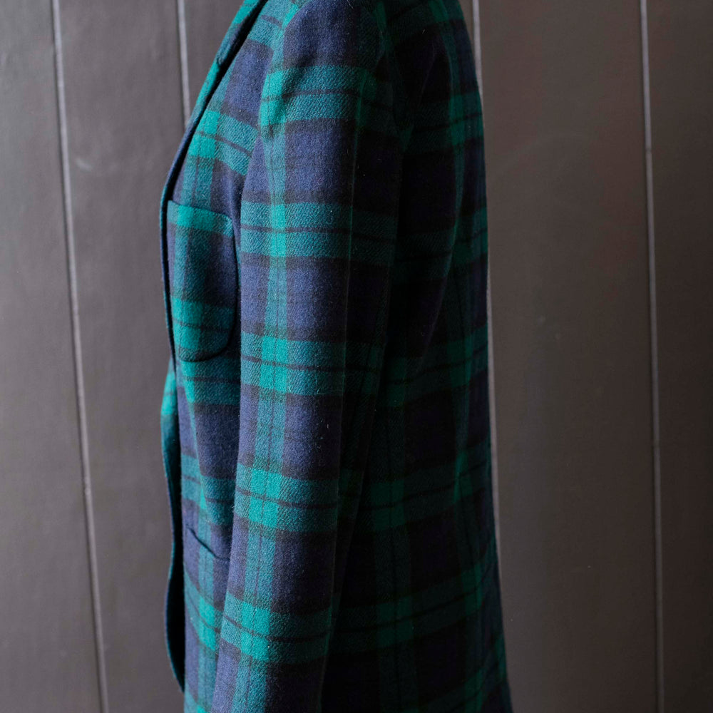 Vintage Navy & Green Tartan Plaid Blazer - Size M