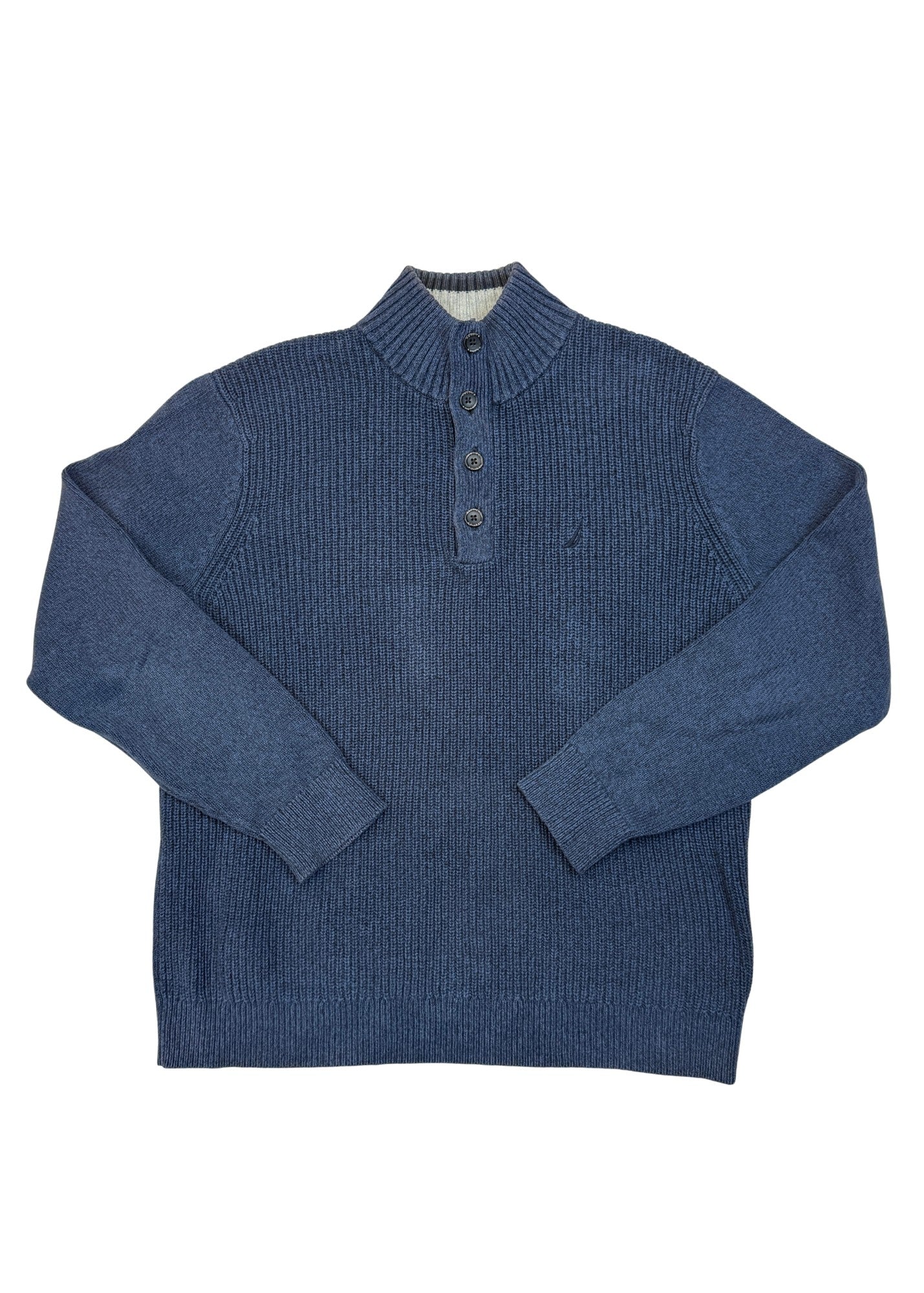 Pre-loved Nautica Quarter Button Blue Sweater - Size M