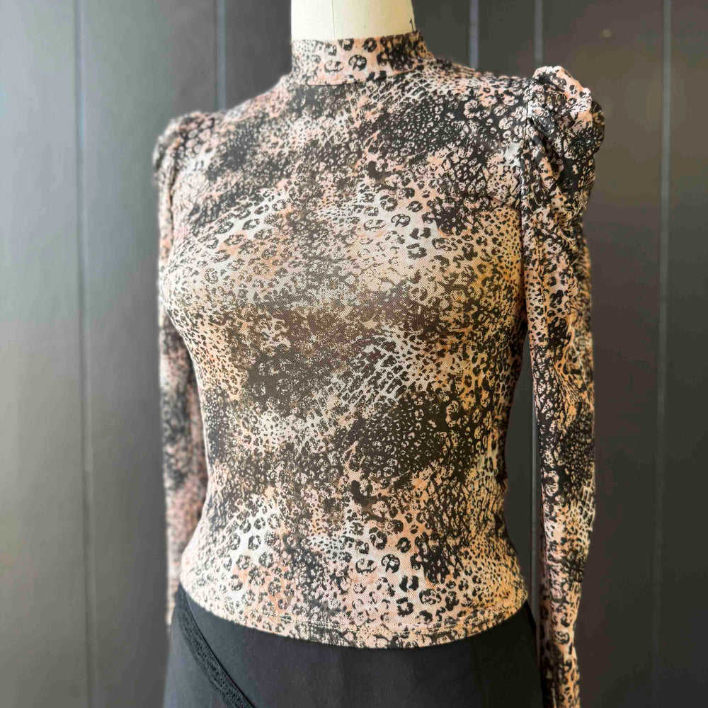 Pre-loved Multi Animal Print Puff Shoulder Blouse - Size S