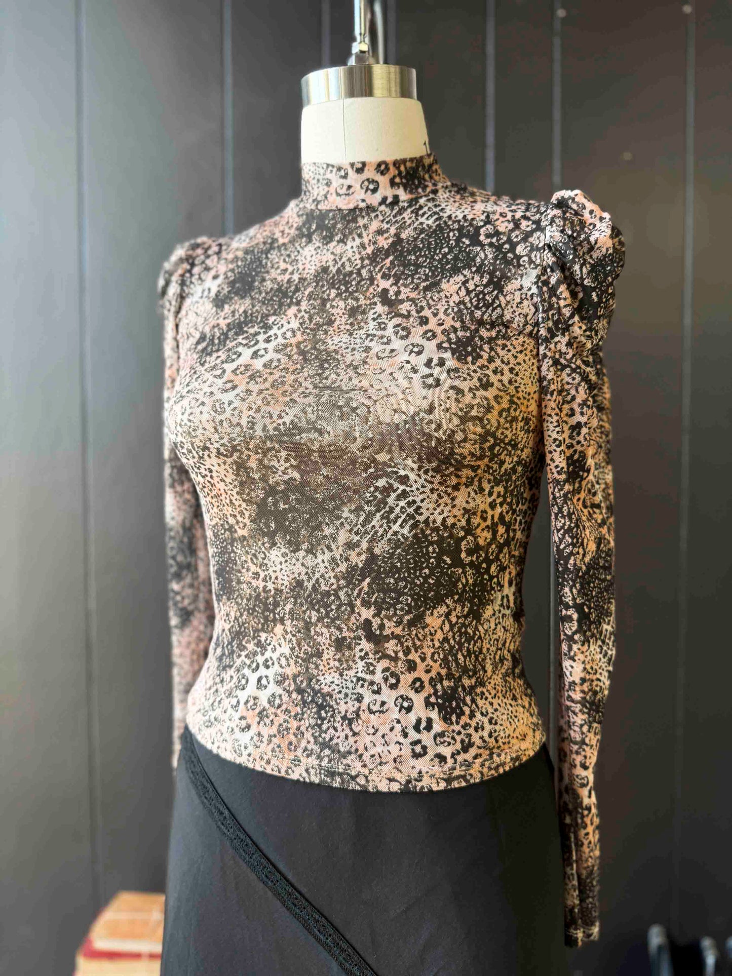 Pre-loved Multi Animal Print Puff Shoulder Blouse - Size S