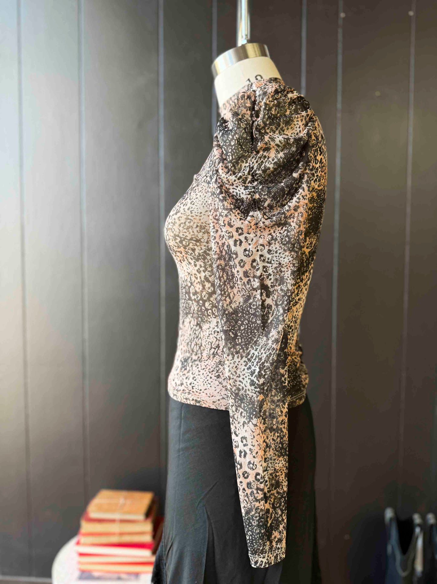 Pre-loved Multi Animal Print Puff Shoulder Blouse - Size S
