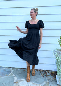 Fiona Black Linen Dress