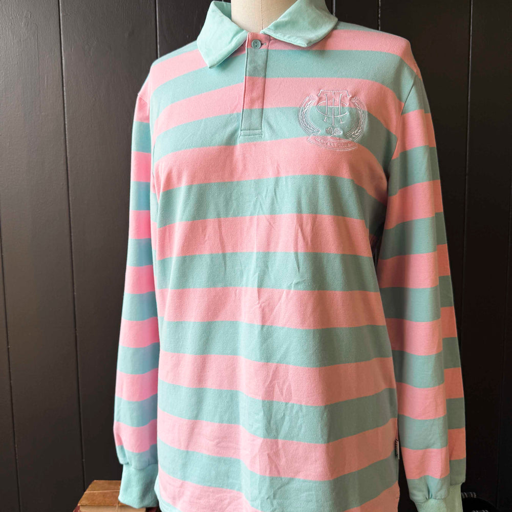 Pre-loved Racket Club Pink & Blue Rugby Shirt - Size L