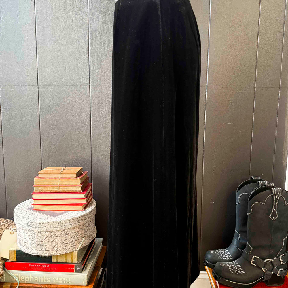 Pre-loved Petite Black Velvet Midi Skirt - Size S