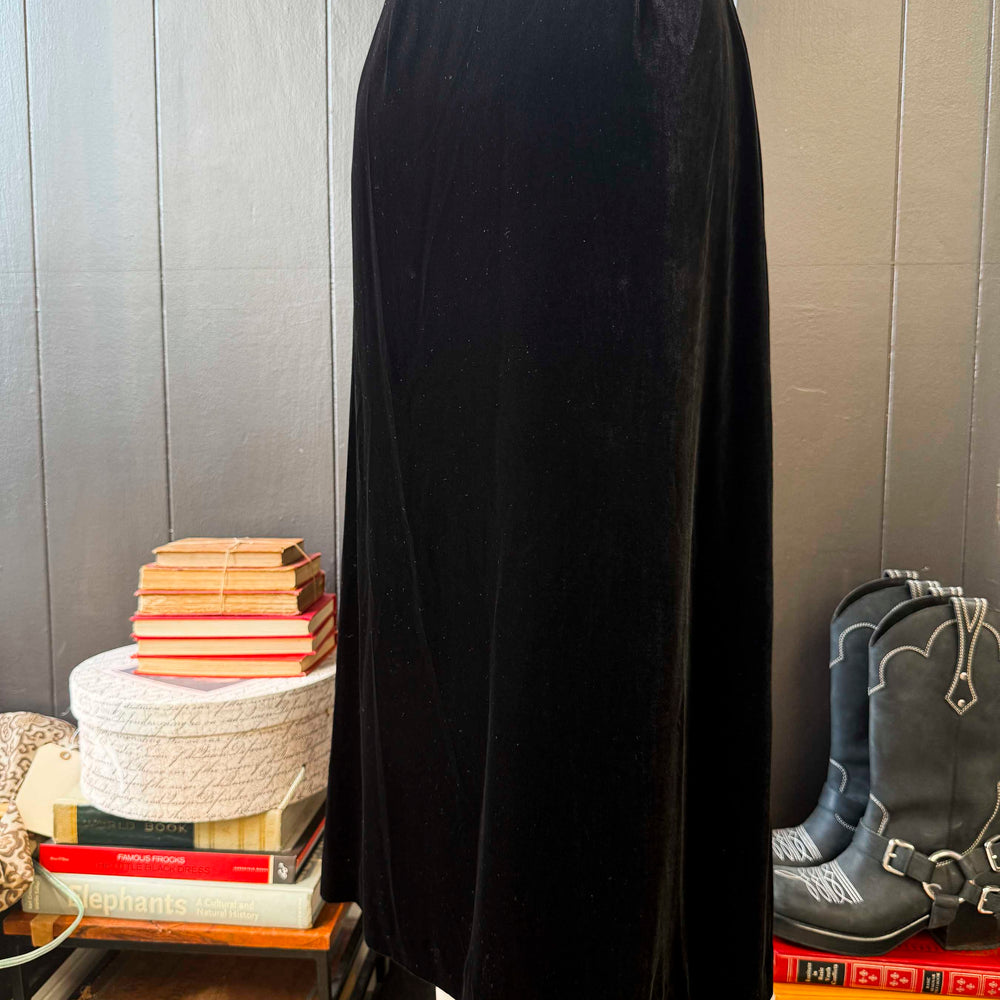 Pre-loved Petite Black Velvet Midi Skirt - Size S