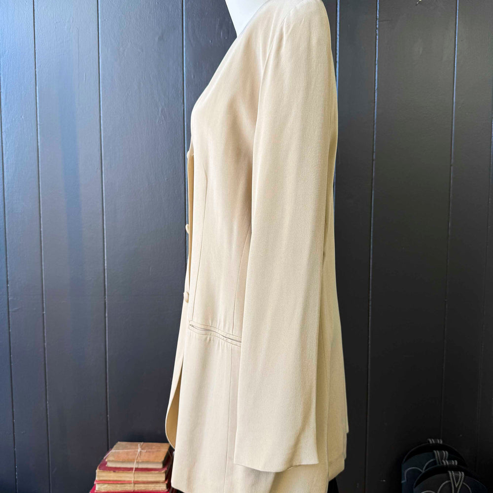Vintage Neiman Marcus Tan Silk Blazer - Size XL