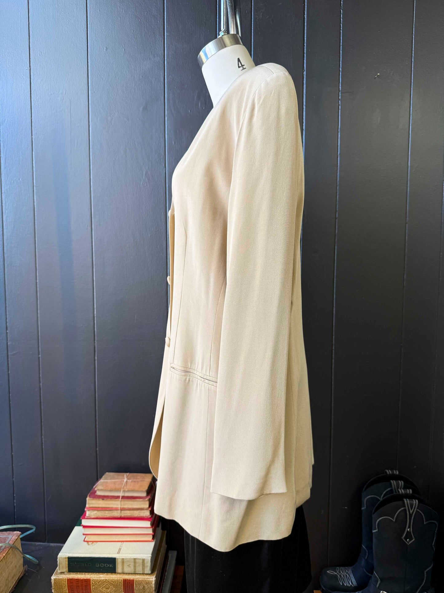 Vintage Neiman Marcus Tan Silk Blazer - Size XL