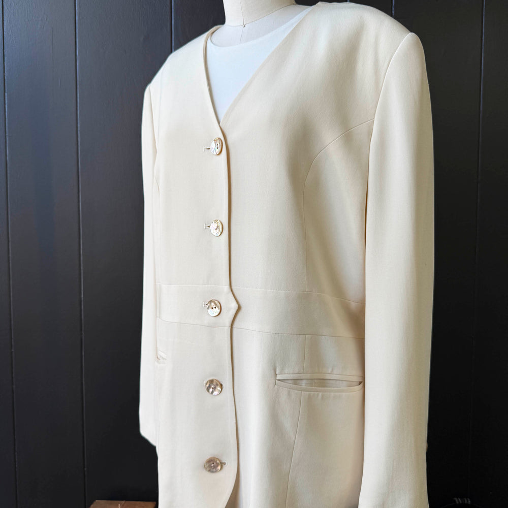 Vintage Off-white Rick Bacchus Silk Blazer - Size L
