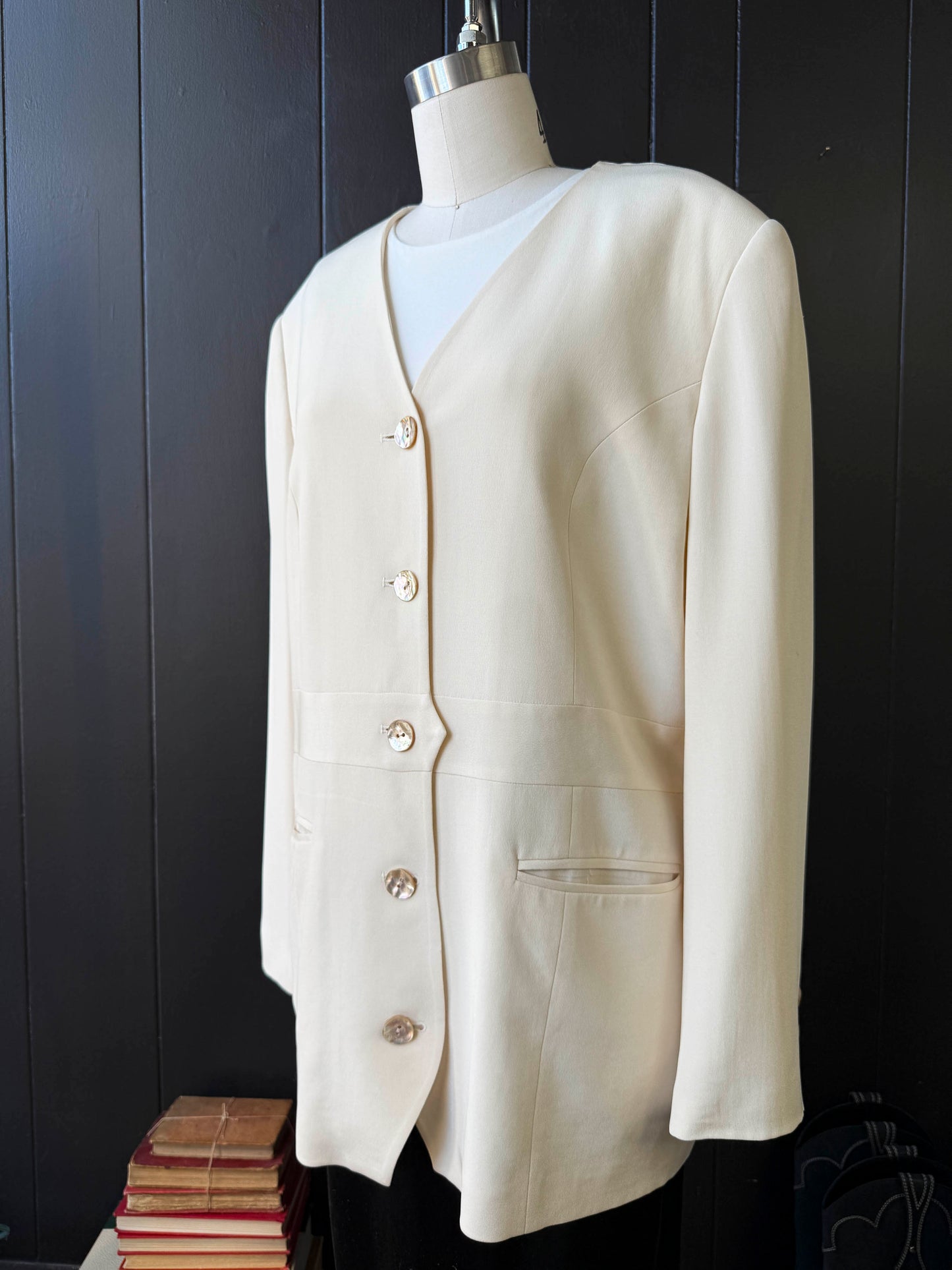 Vintage Off-white Rick Bacchus Silk Blazer - Size L