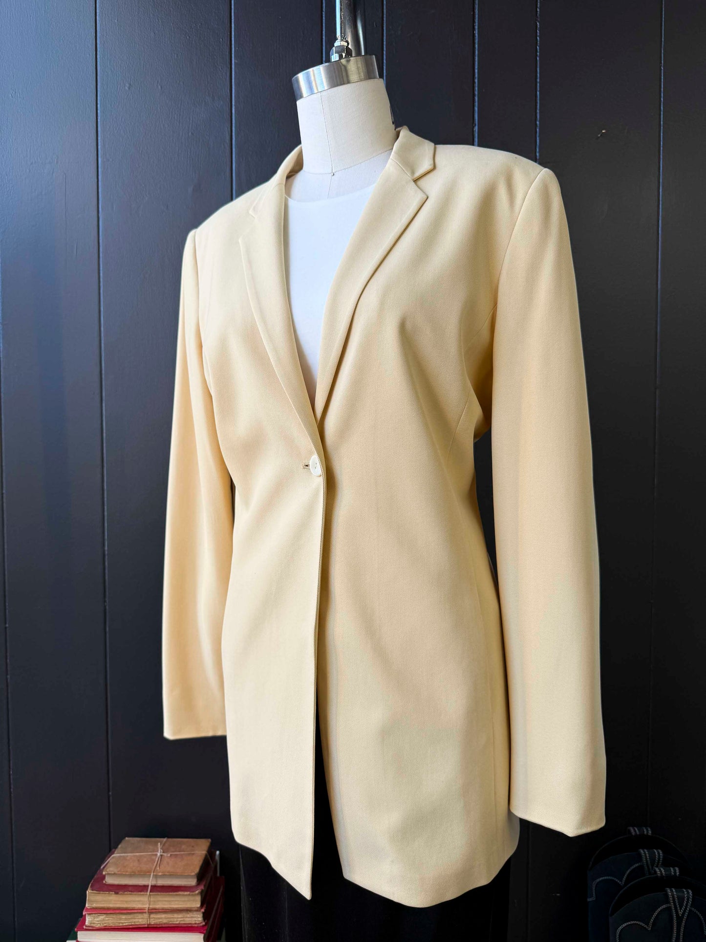 Vintage Butter Yellow Single Button Blazer - Size M