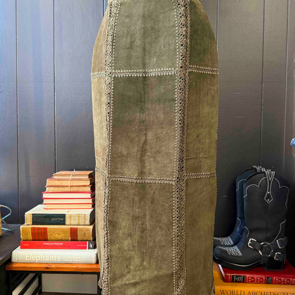 Vintage Leather & Macrame Skirt - Size M