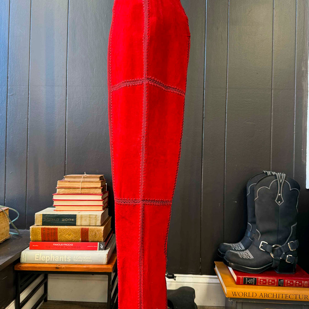 Vintage Red Leather & Macrame Pant - Size M