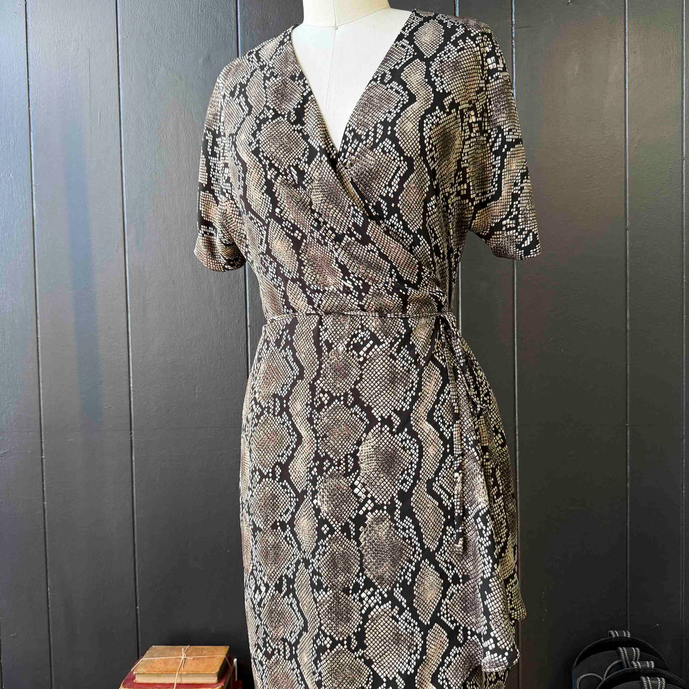 Pre-loved Snake Print Wrap Dress - Size S