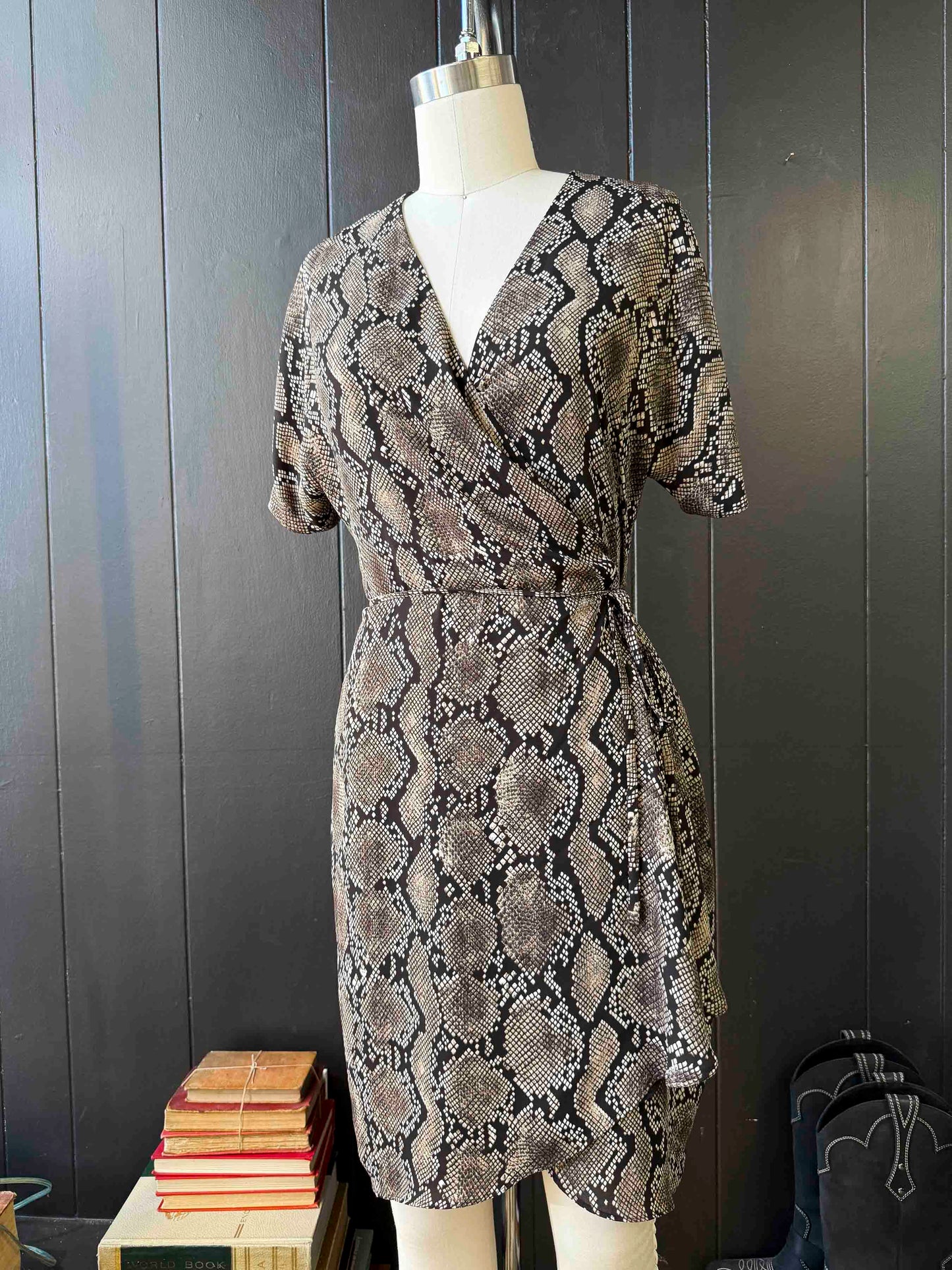 Pre-loved Snake Print Wrap Dress - Size S