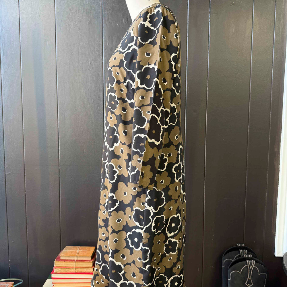Pre-loved Olive & Black Floral Dress - Size S