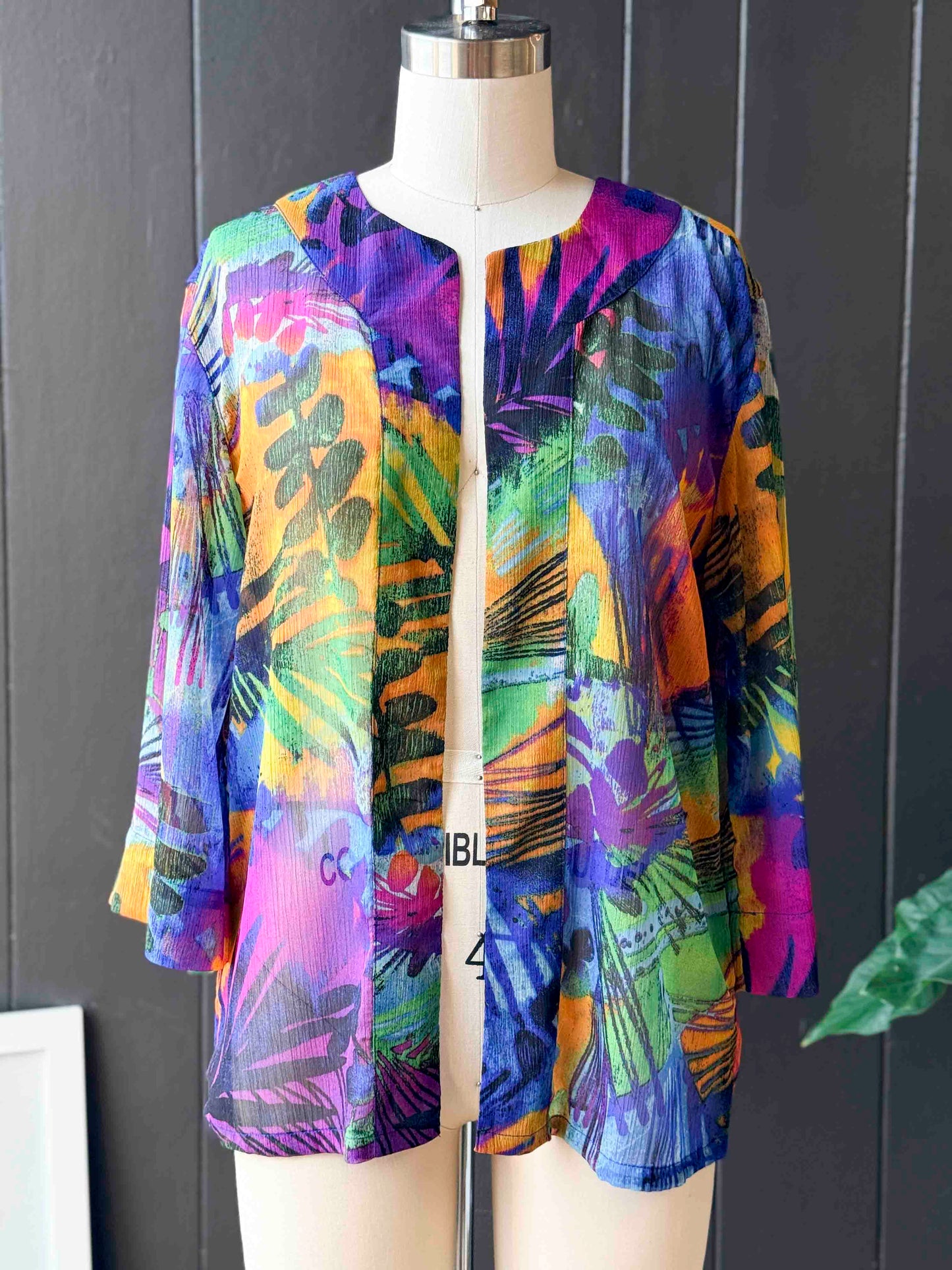 Vintage Chico’s Multicolor Print Open 3/4 Sleeve Blouse - Size S