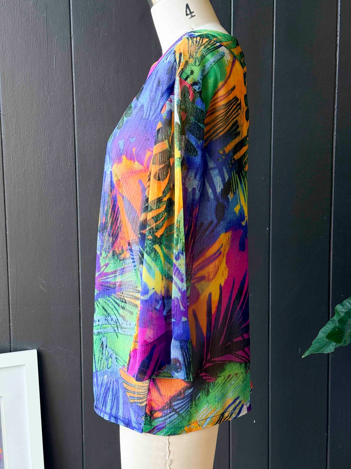 Vintage Chico’s Multicolor Print Open 3/4 Sleeve Blouse - Size S