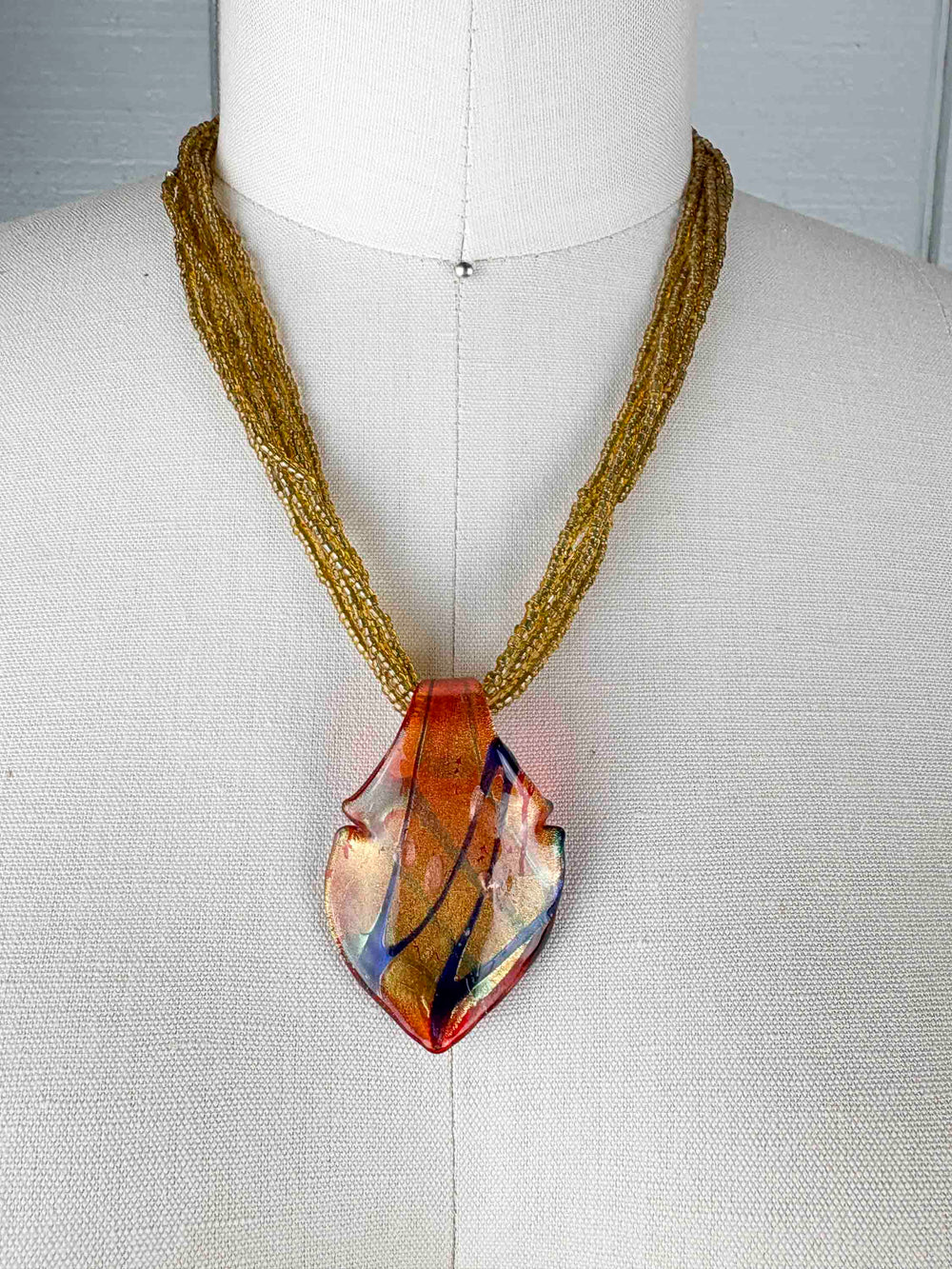 Vintage Gold Painted Lucite Necklace
