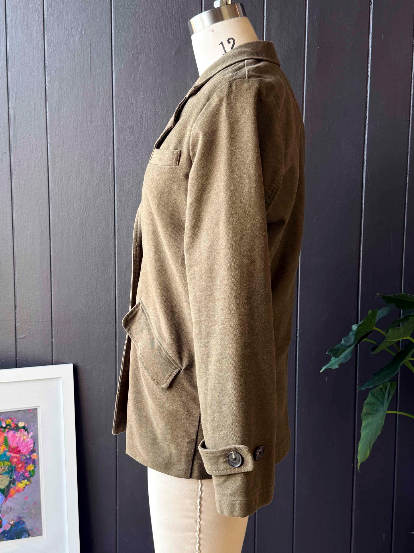 Pre-loved Lucky Brand Army Green Button Up Coat - Size L