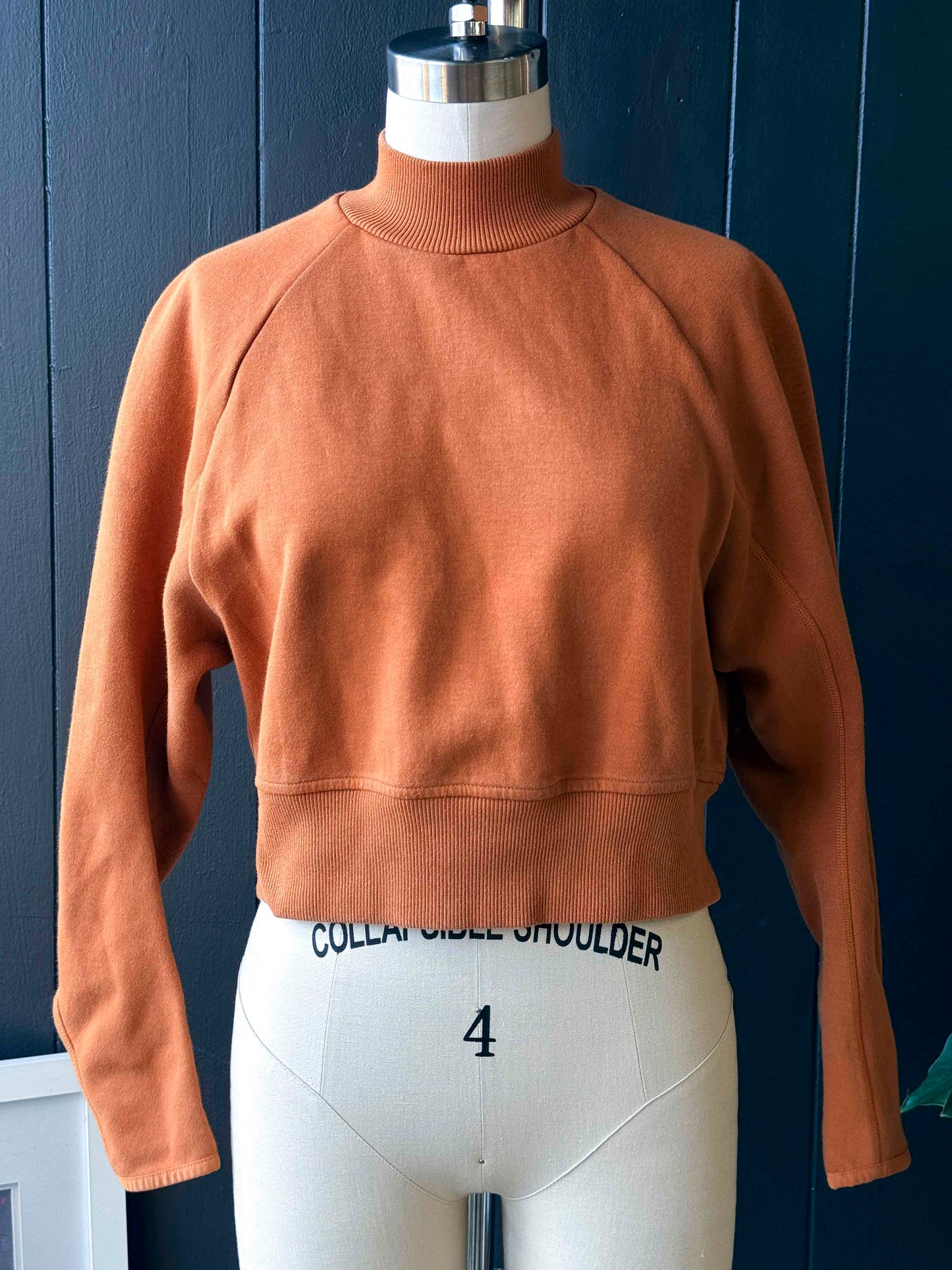 Pre-loved Adidas Orange Mock Neck Cropped Sweatshirt - Size XS