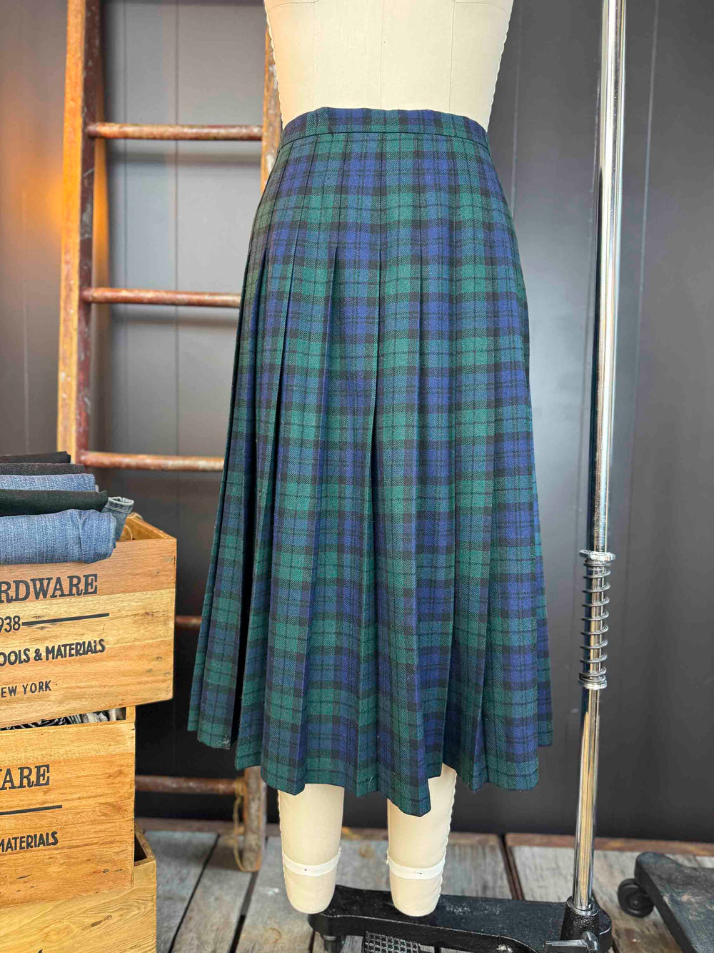 Vintage Pendleton Plaid Wool Midi Skirt (With Tags Never Worn) - Size XL