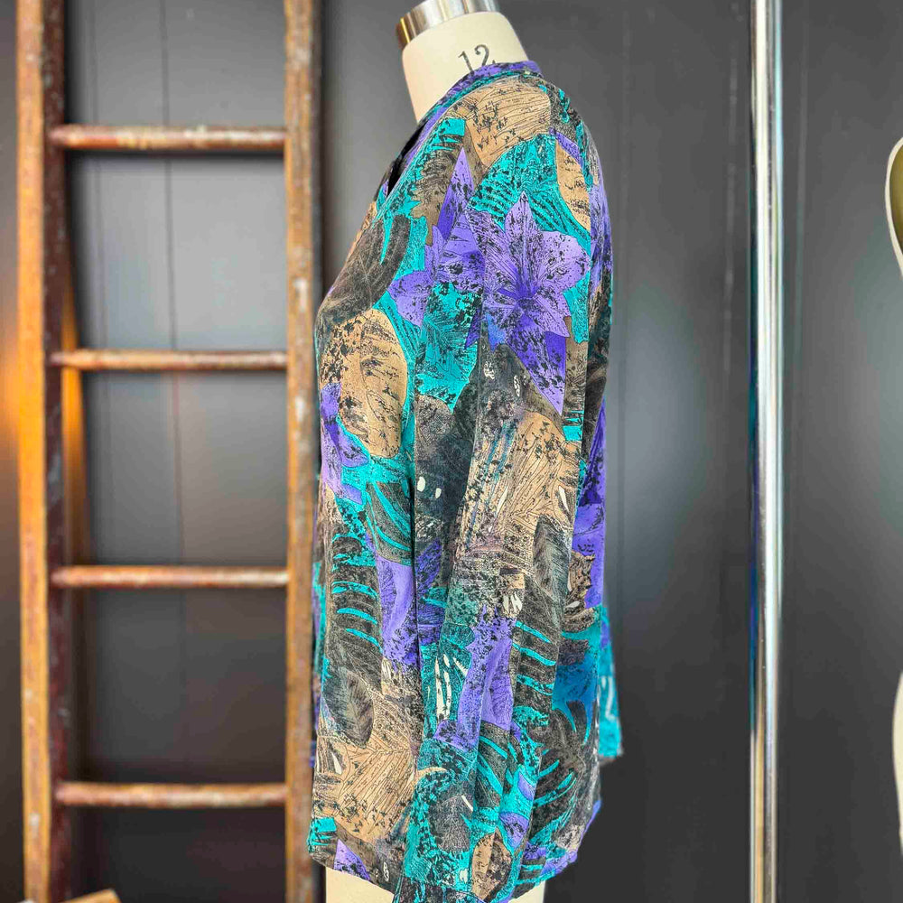 
                      
                        Vintage Tropical Monstera Leaf Silk Blouse - Size L
                      
                    