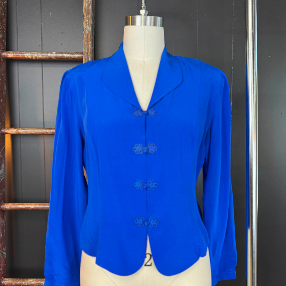 
                      
                        Vintage Cobalt Blue Silk Blouse -  Size L
                      
                    