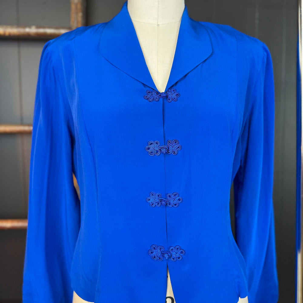 
                      
                        Vintage Cobalt Blue Silk Blouse -  Size L
                      
                    
