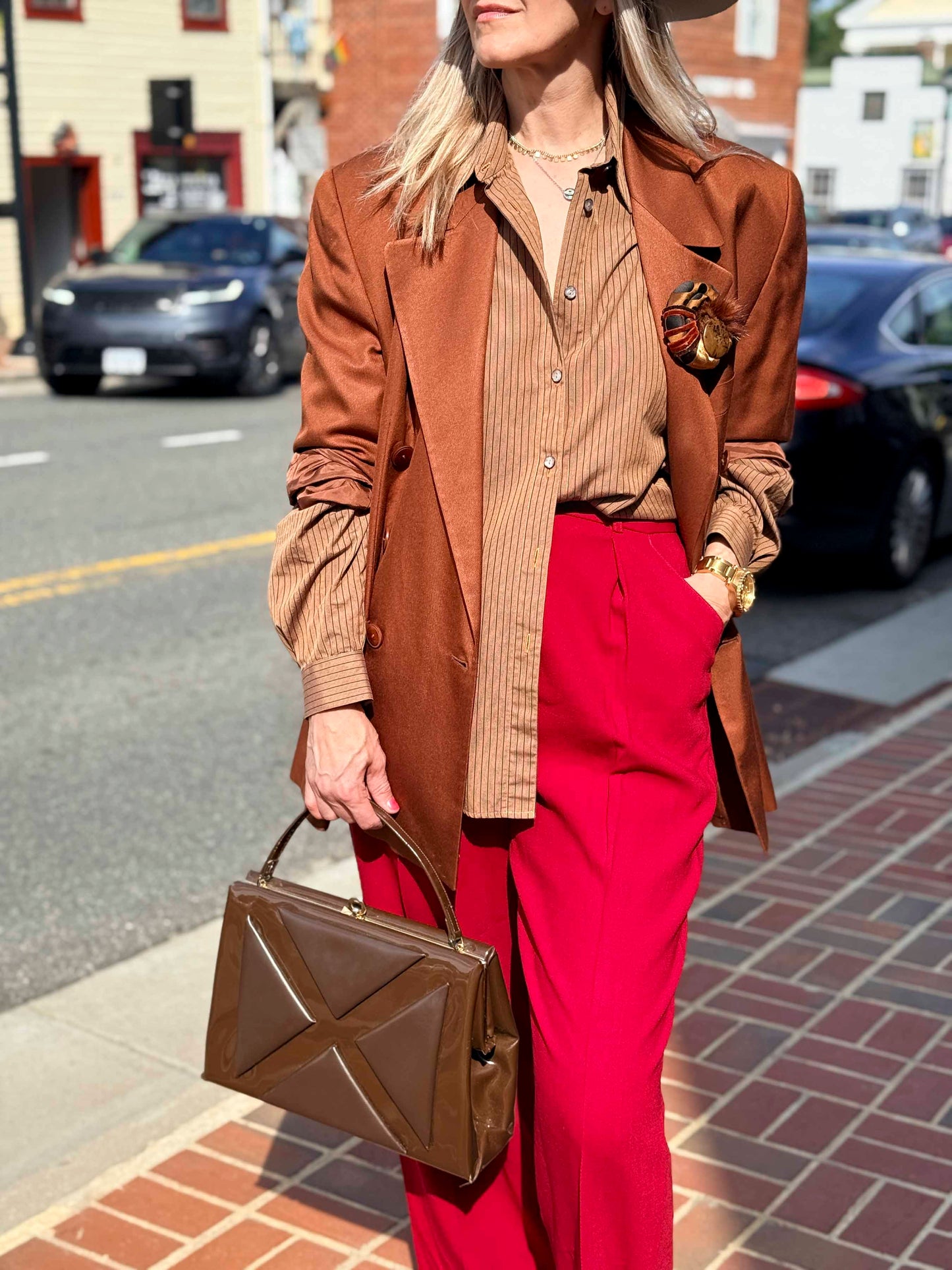 Vintage Ellen Tracy Burnt Orange Double Breasted Blazer - Size L
