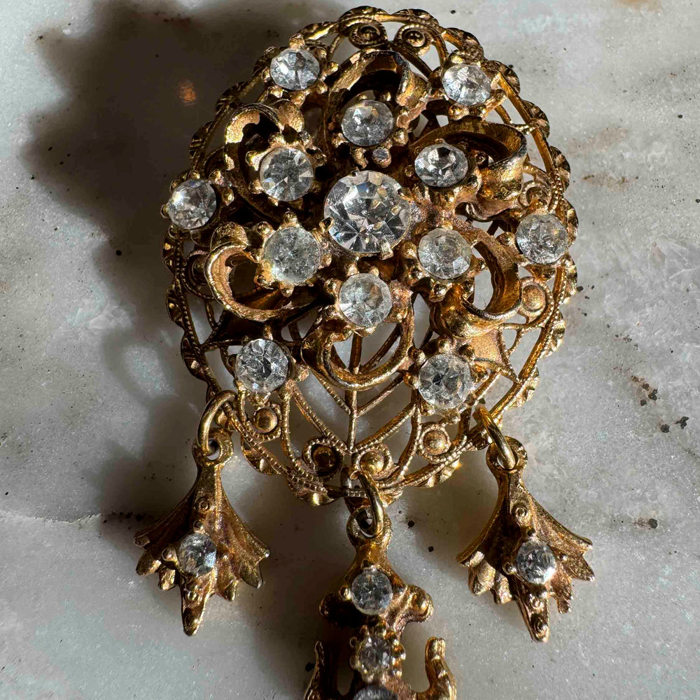 
                      
                        Vintage Victorian-Inspired Filigree Rhinestone Brooch
                      
                    