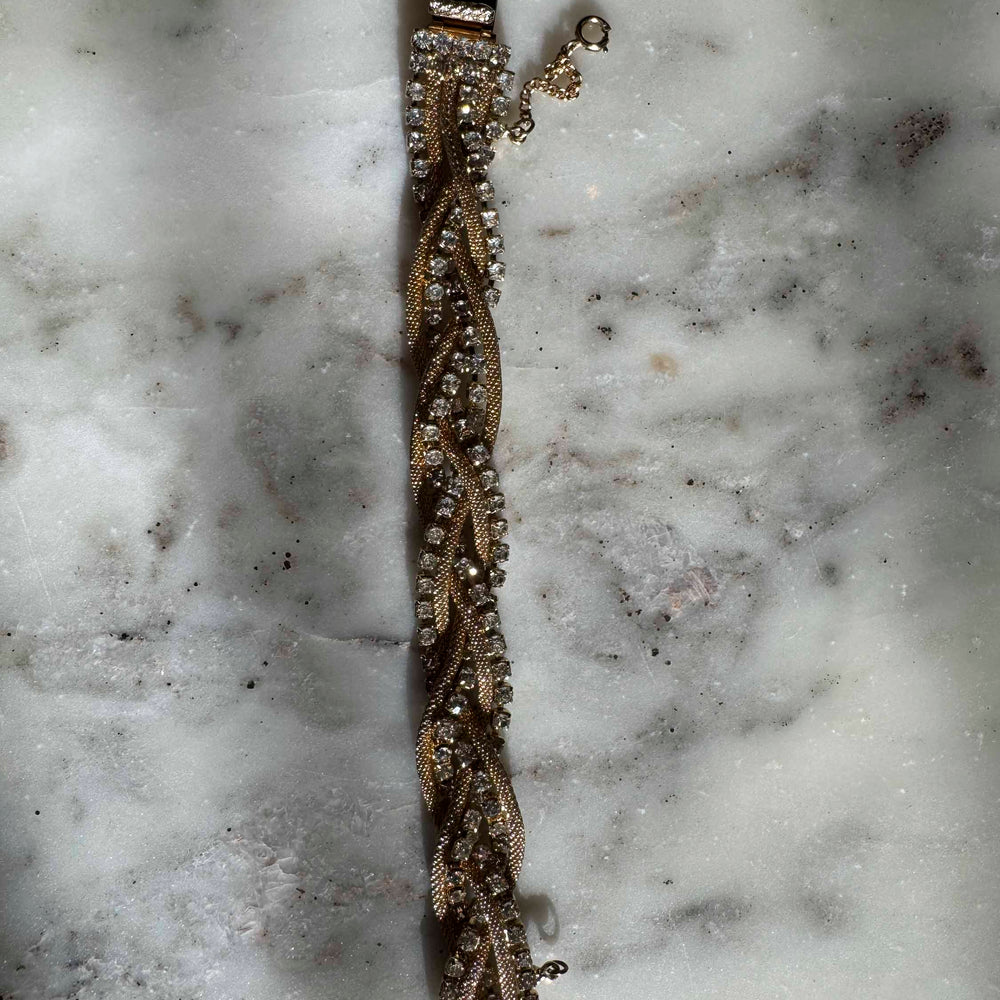 
                      
                        Vintage Gold-Tone Braided Rhinestone Bracelet
                      
                    
