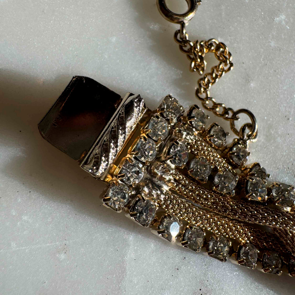 
                      
                        Vintage Gold-Tone Braided Rhinestone Bracelet
                      
                    