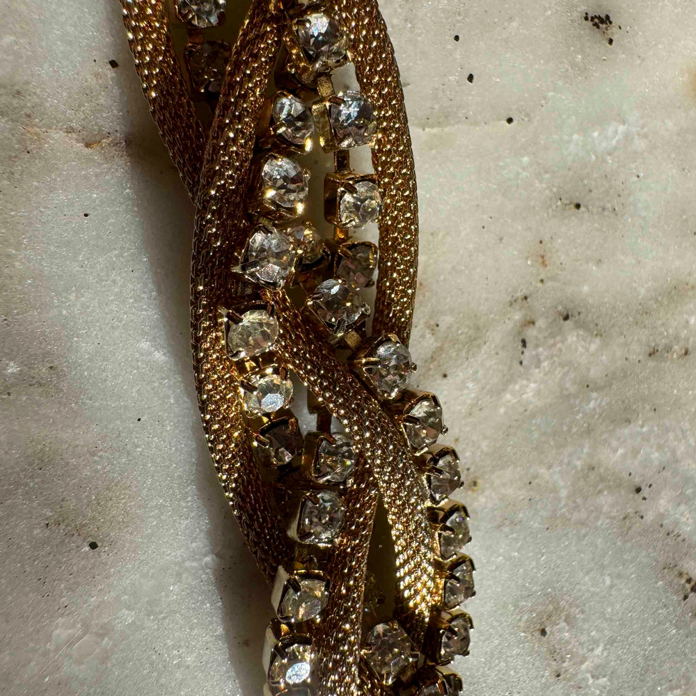 
                      
                        Vintage Gold-Tone Braided Rhinestone Bracelet
                      
                    