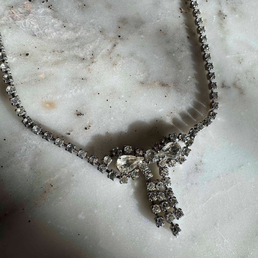 
                      
                        Vintage Rhinestone Bow Necklace
                      
                    