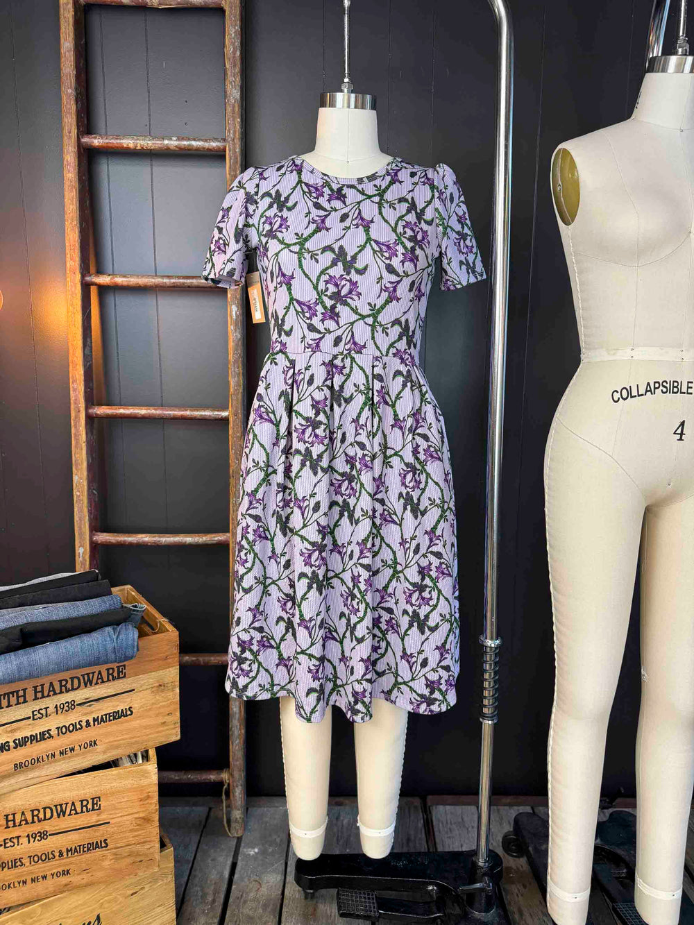 Pre-loved Lavender Floral Midi Dress - Size L