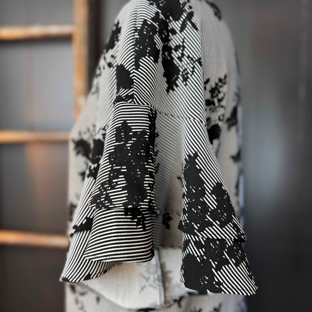 
                      
                        Pre-loved Black and White Stripe Floral Dress - Size L
                      
                    