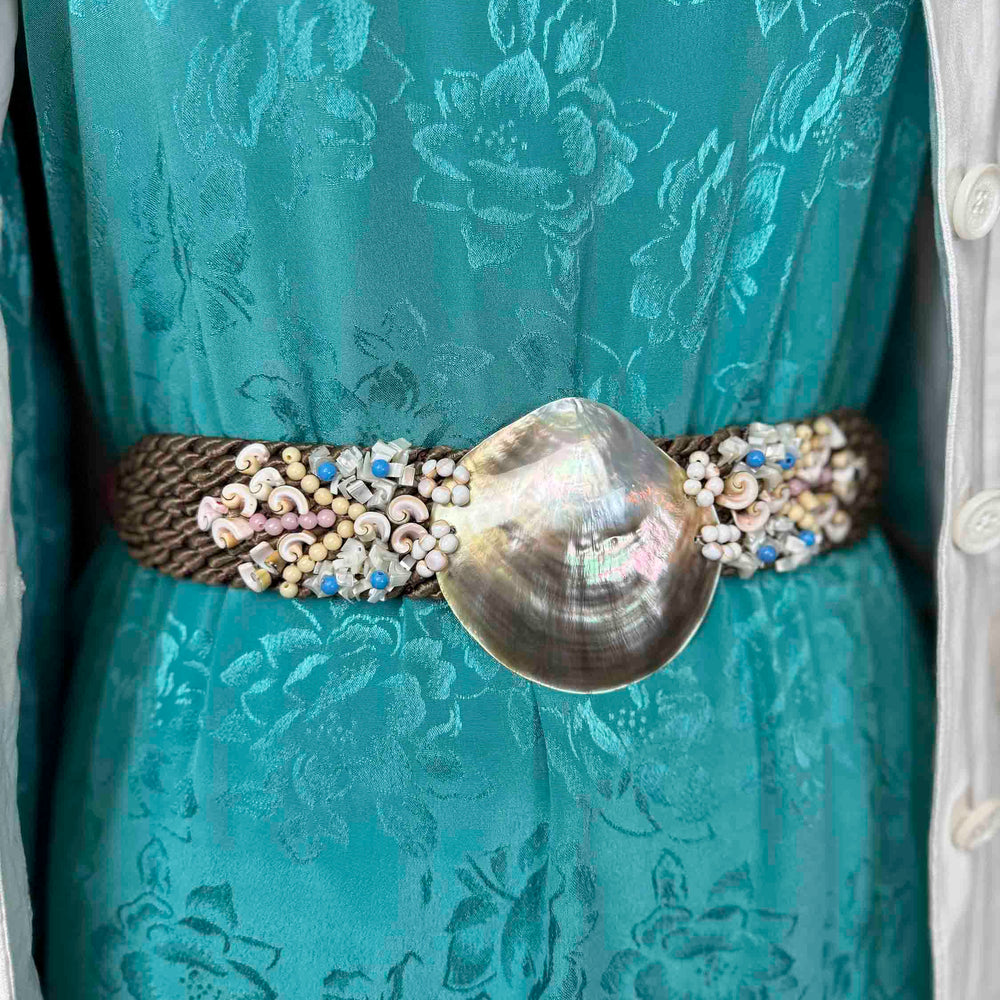 
                      
                        Vintage Handwoven Shell and Beaded Statement Belt
                      
                    