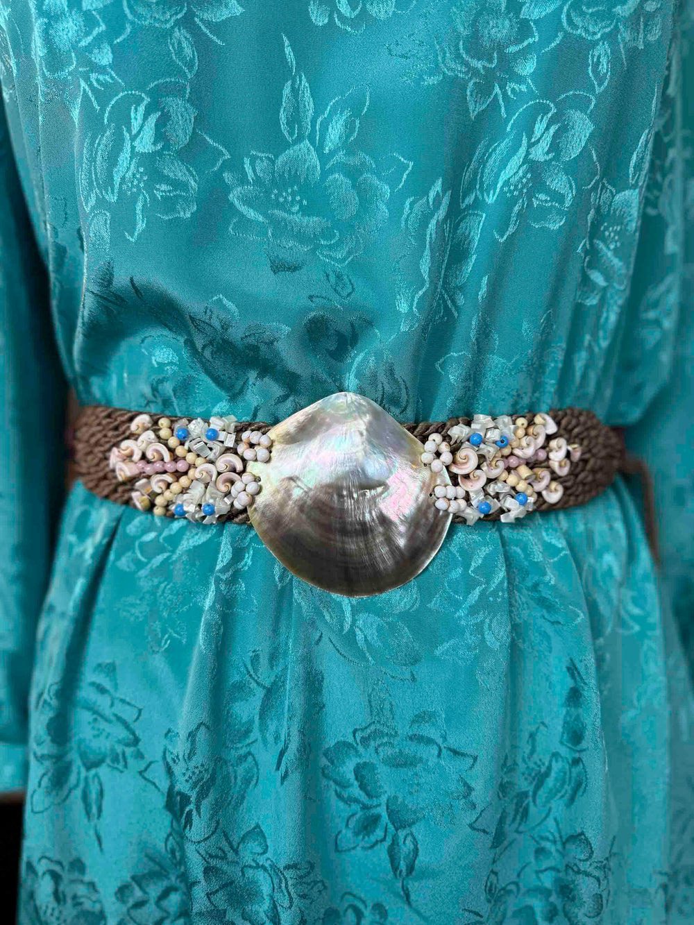 Vintage Handwoven Shell and Beaded Statement Belt