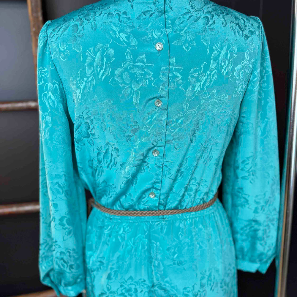 
                      
                        Vintage Teal Floral Jacquard Dress - Size M/L
                      
                    