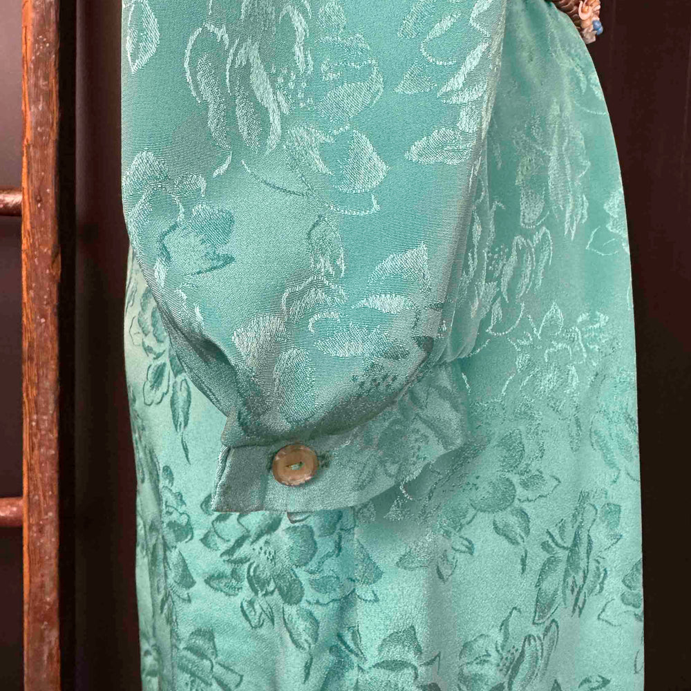 
                      
                        Vintage Teal Floral Jacquard Dress - Size M/L
                      
                    