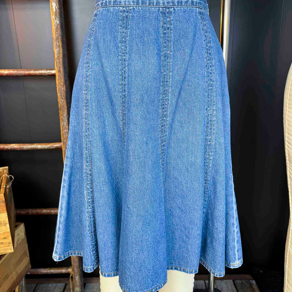 Vintage Bonjour Denim Midi Skirt - Size S