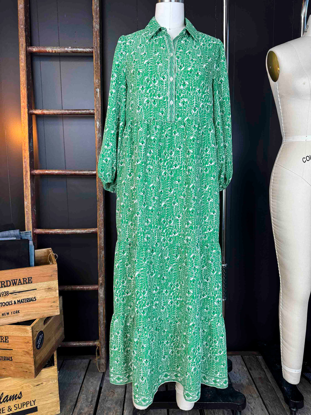 Pre-loved Green Vine Maxi Dress - Size S