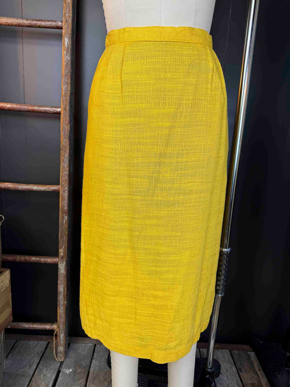Vintage Yellow Linen Skirt - Size S