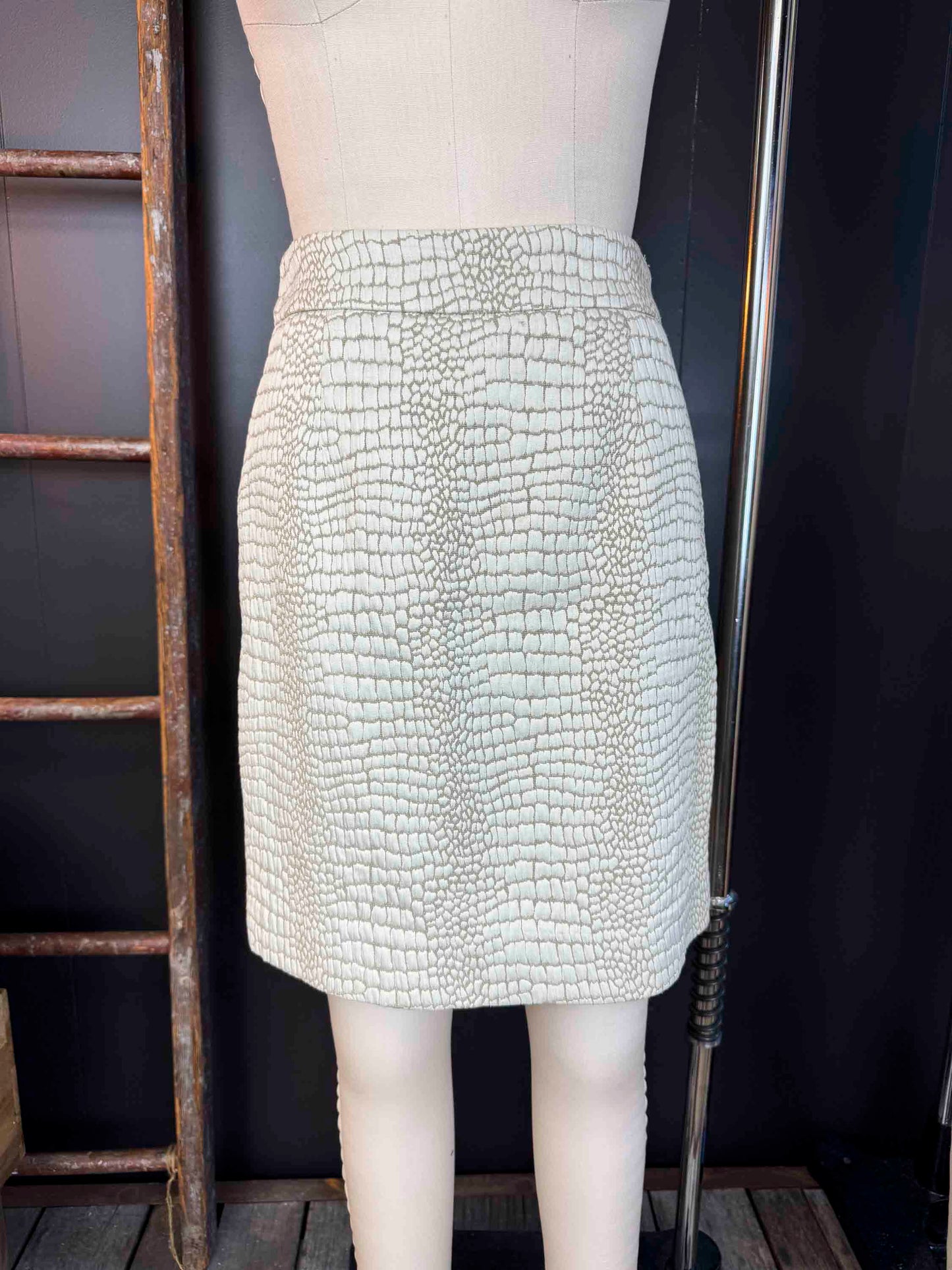 Vintage Calvin Klein Cream Snake Skin Print Mini Skirt